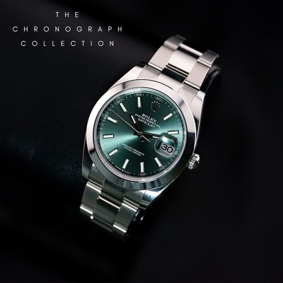 Rolex Datejust 126300 Silver Oyster Bracelet with Silver Bezel And Mint Green