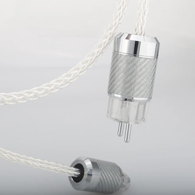 16 Strands HiFi OCC Silver Plated Audio Power Cable US EU Schuko AC Supply Wires
