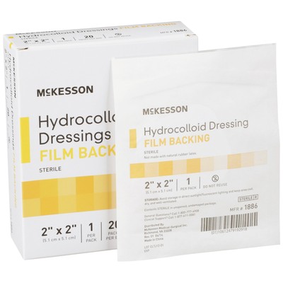 McKesson Hydrocolloid Dressing 2 x 2" Square Waterproof Film Backing 20 per Box