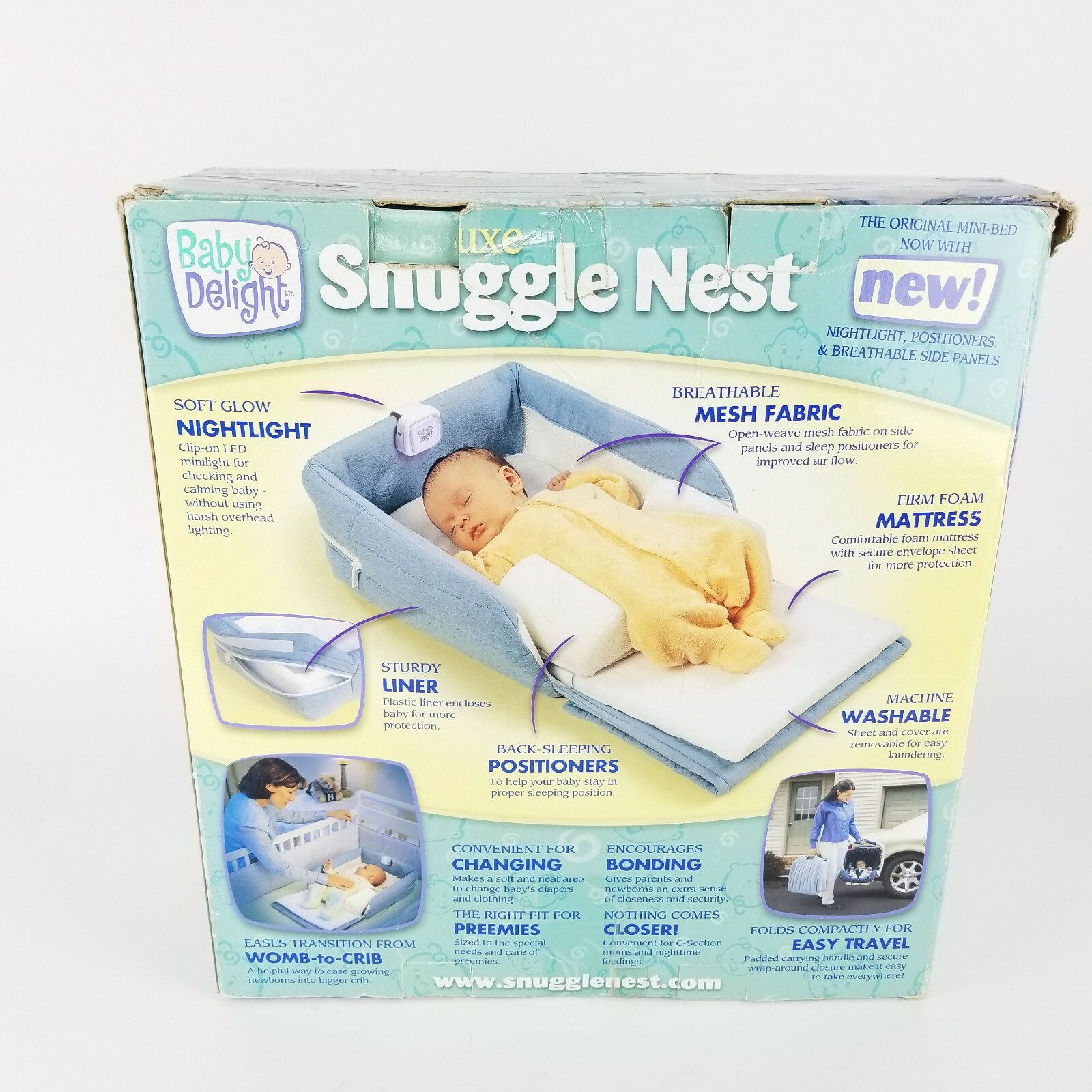 Baby Delight Deluxe Snuggle Nest Night Light Breathable Mesh Fabric Portable