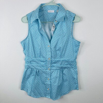 New York & Company Womens Top Size M Collared Geometric Button Down NWT