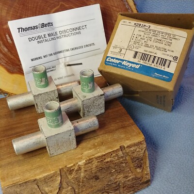 T&B M2D1M-3  Method Color-Keyed Uninsul. Double Male Disc. #1awg Quick Connect 3