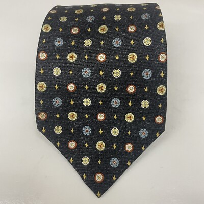 BVLGARI BULGARI Davide Pizzigoni Dark Grey Geometric Silk Necktie Tie 7 Fold