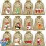 FLOE 36Pcs Christmas Burlap Gift Bags with Drawstring Christmas Linen Bags Drawstring Goody Gift Bag Small Jute Xmas Candy Linen Treat Sacks Reusable Gifts Wrapping Bag Xmas Holiday Party Favors