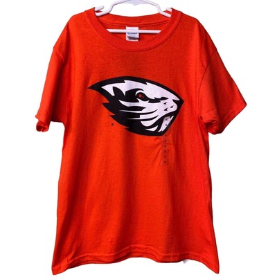 Oregon State Beavers Youth Size S(8-10) Orange Beaver Head Short Sleeve T-Shirt