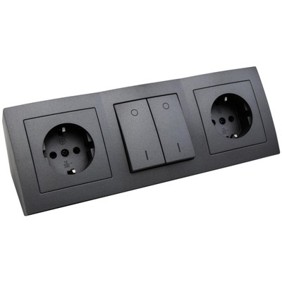 Steckdosenblock McPower Flair anthrazit 2-fach Schutzkontakt + Schalter