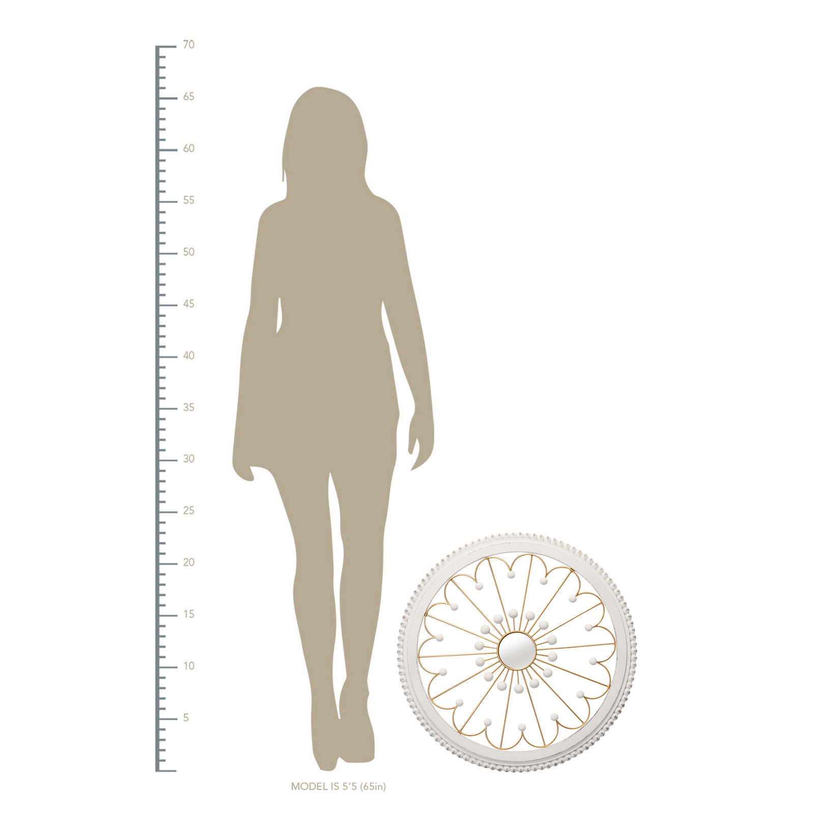 Stratton Home Decor White And Gold Medallion With Mirror ...