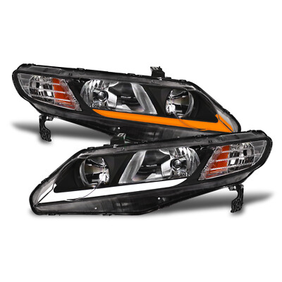 Topline For 2006-2011 Civic Sedan Switchback Sequential LED Strip Headlights Blk