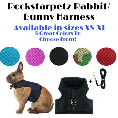Adjustable Soft Harness with Elastic Leash for Rabbits/Bunny Small Pet Mesh Lead