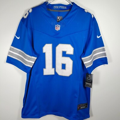 Detroit Lions Jared Goff #16 Football BlueJersey Embroidered New S-4XL