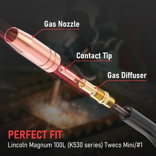 MIG Welding Gun Kit .030" Tip-Nozzle-Diffuser for Lincoln Magnum 100L