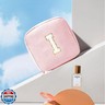 Cute Makeup Bag for Women - Monogram Personalized Initial Makeup Bags Cosmetic Pouch Pink Make Up Case for Women Her Best Friend Friendship Sister Teacher, Graduation Gifts for Her(Letter I, Pink)