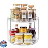 LazySpin 2 Tier Lazy Susan Organizer, 9.25'' Lazy Susan Turntable for Cabinet, Stackable Turntable Organizer Rotating Spice Rack Organization for Kitchen Countertop, Pantry, Bathroom, Clear