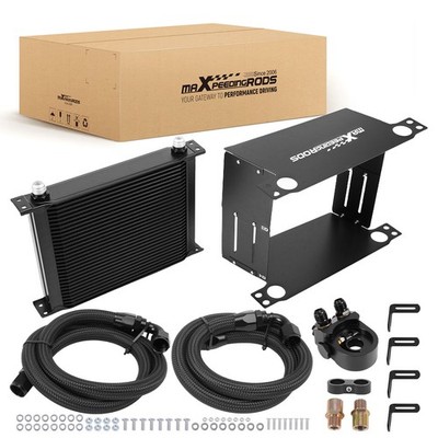 30-Row Universal Aluminium Oil Cooler Kit AN10 Hose Thermostatic Adapter UK