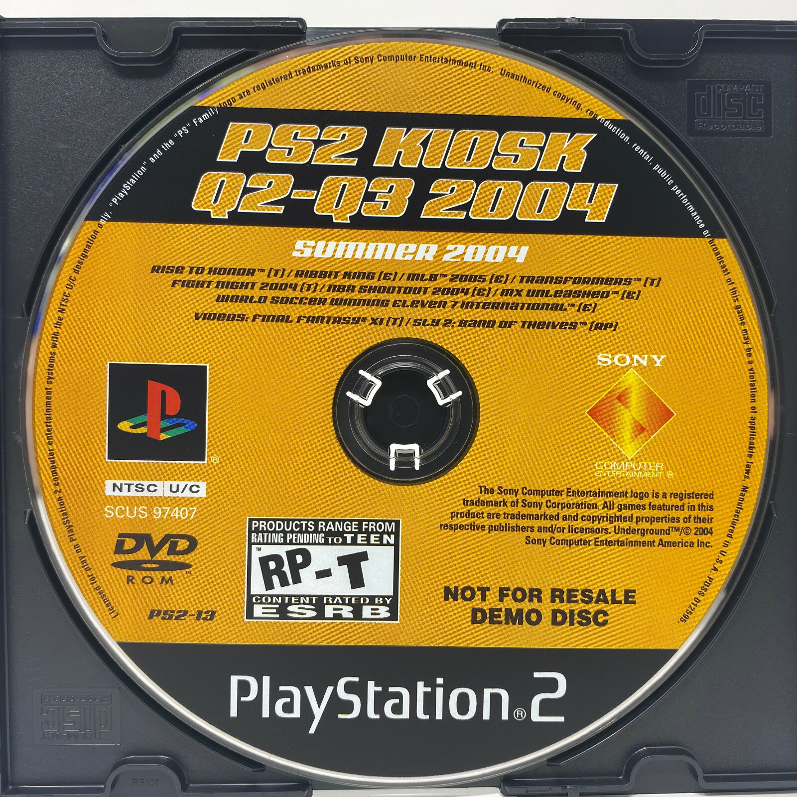 Sony PlayStation 2 PS2 Kiosk Demo Disc Q2-Q3 Summer 2004 Not