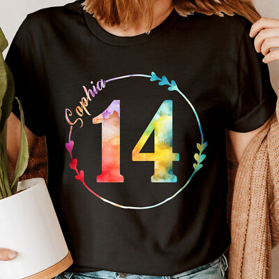 Personalised Any Name Age Birthday Girl Gift Custom Womens T-Shirts Tee Top #NED