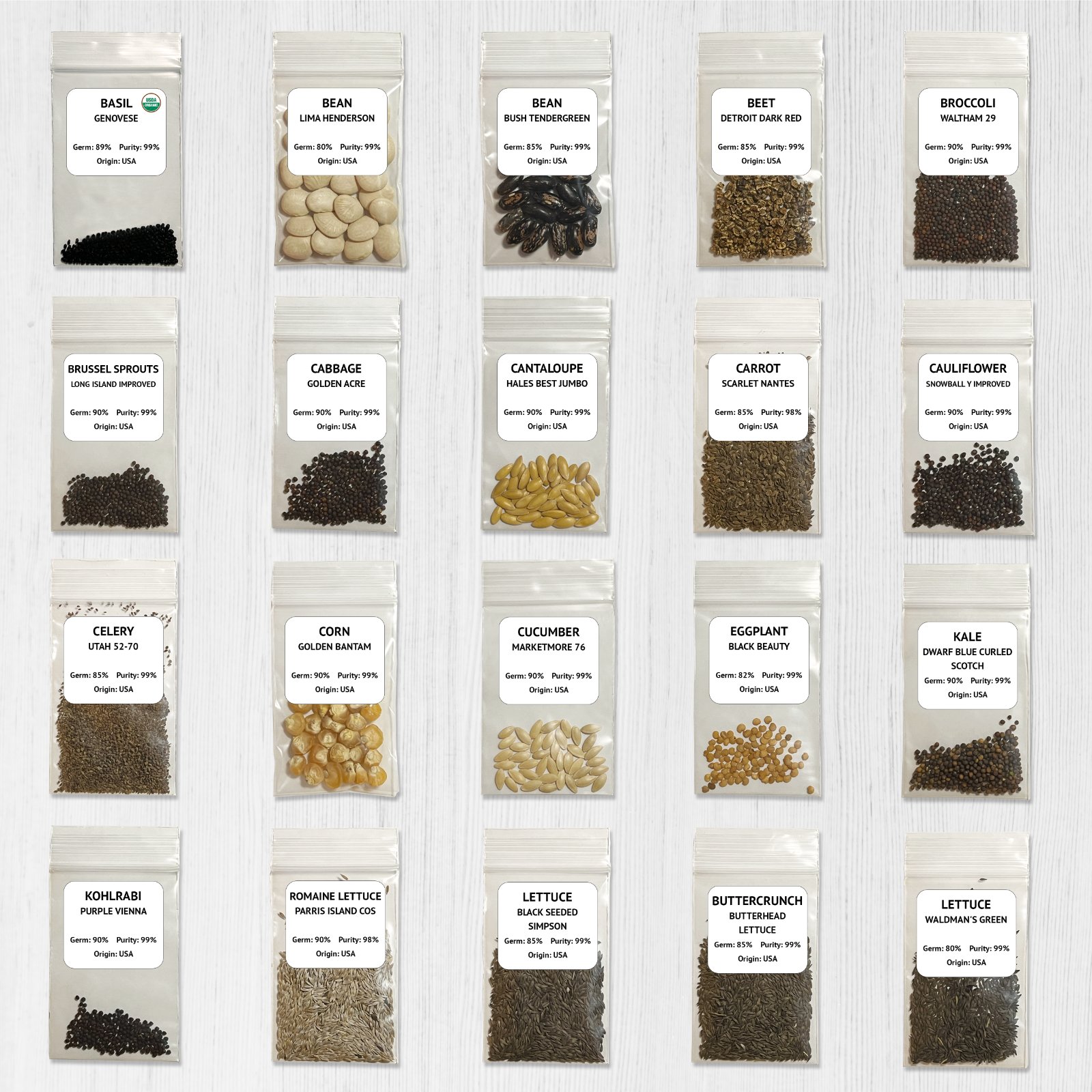 Heirloom Vegetable Seeds Survival Garden Kit - Over 18,000 Seeds, 39 Varieties