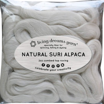 Suri Alpaca Fiber for Spinning Blending Felting Dyeing & Doll Making Natu