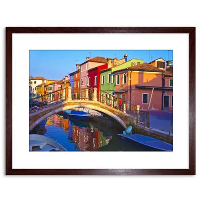 Photo Cityscape Venice Italy Burano Bridge Canal Framed Print 9x7 Inch