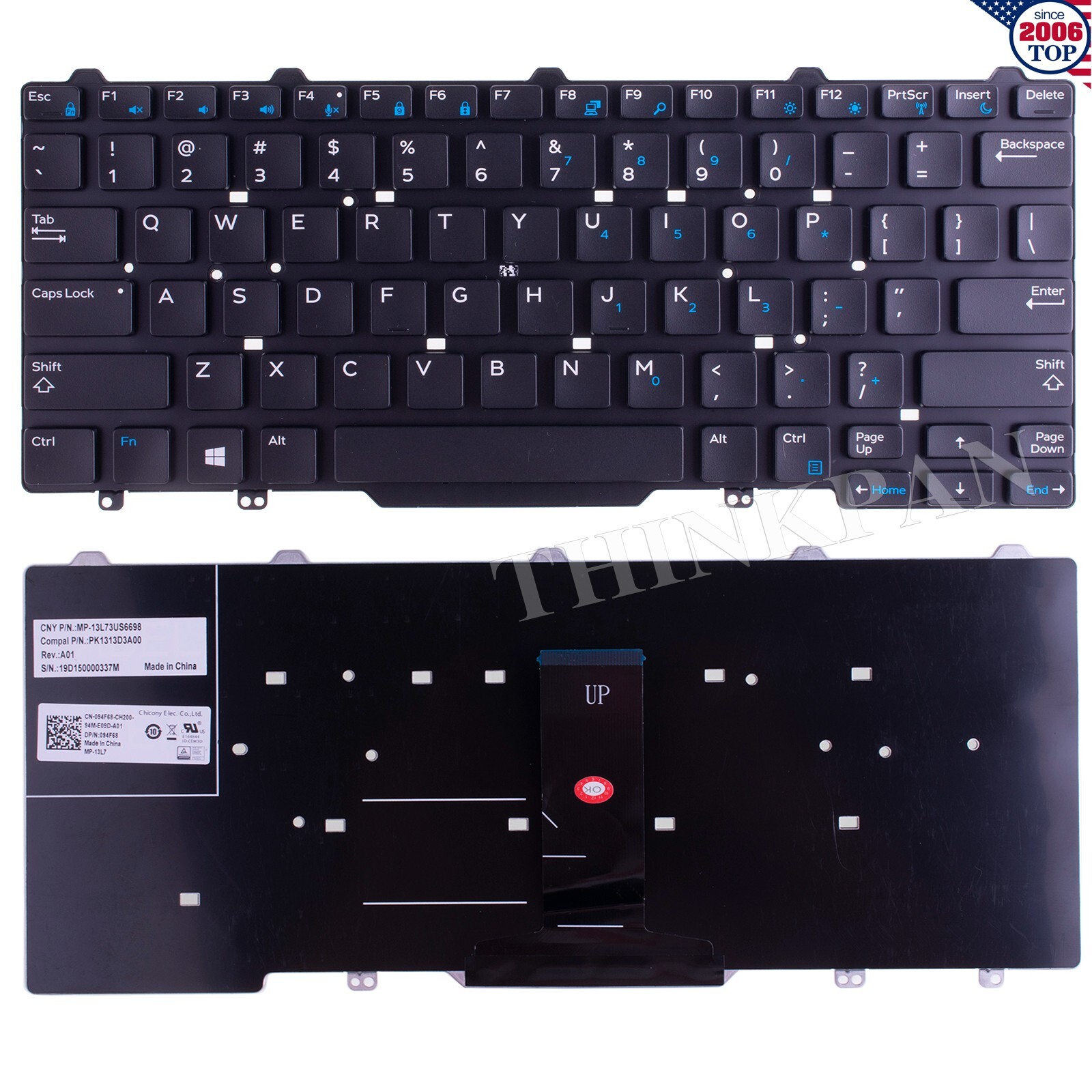 US Keyboard for Dell Latitude E5450 E5470 E7450 E7480 E7470 3340 5488 7480 7490