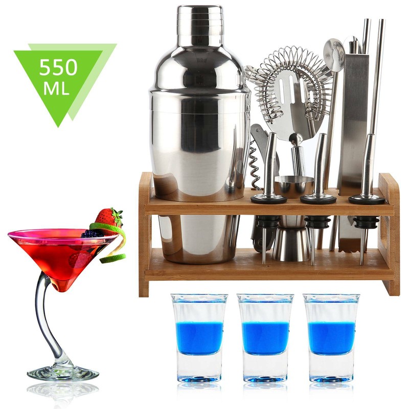 12-tlg Edelstahl Cocktail-Shaker Bartending Set Cocktail Mixer Bartender Ständer