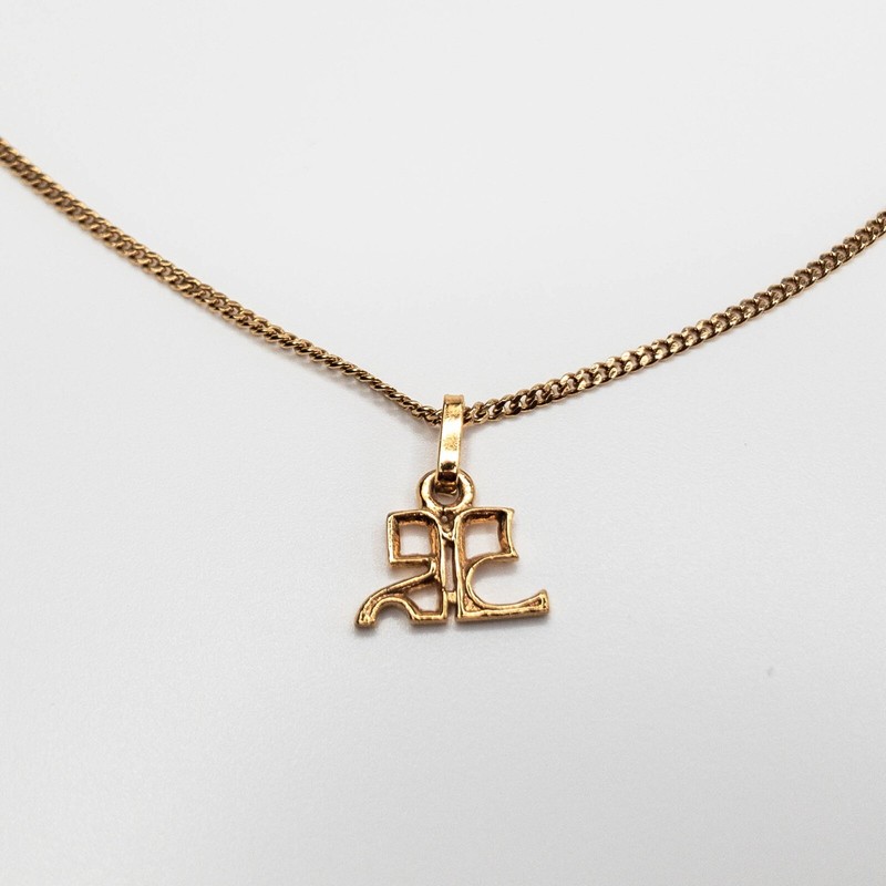 Courrèges ❤︎ Vintage ❤︎ necklace Vintage Courrèges Gold Colored Metal Small Logo Pendant