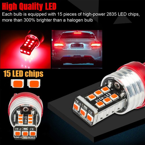 4PCS 7443 7440 LED Red Strobe Flash Blinking Brake Stop Tail Parking Light Bulbs