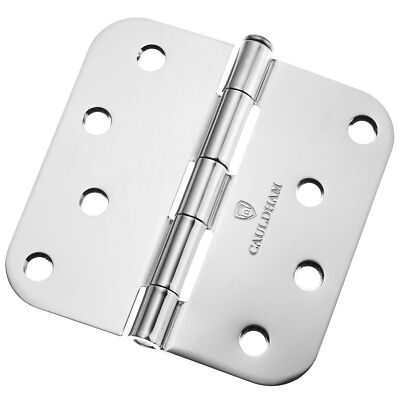 OPEN BOX - 12 Pack Polished Chrome Door Hinges 4'' x 4'' with 5/8'' Radius Corners