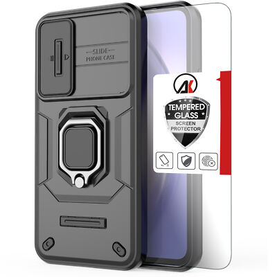 For Samsung Galaxy A14 A54 5G Shockproof Case Cover Ring Stand+Tempered Glass