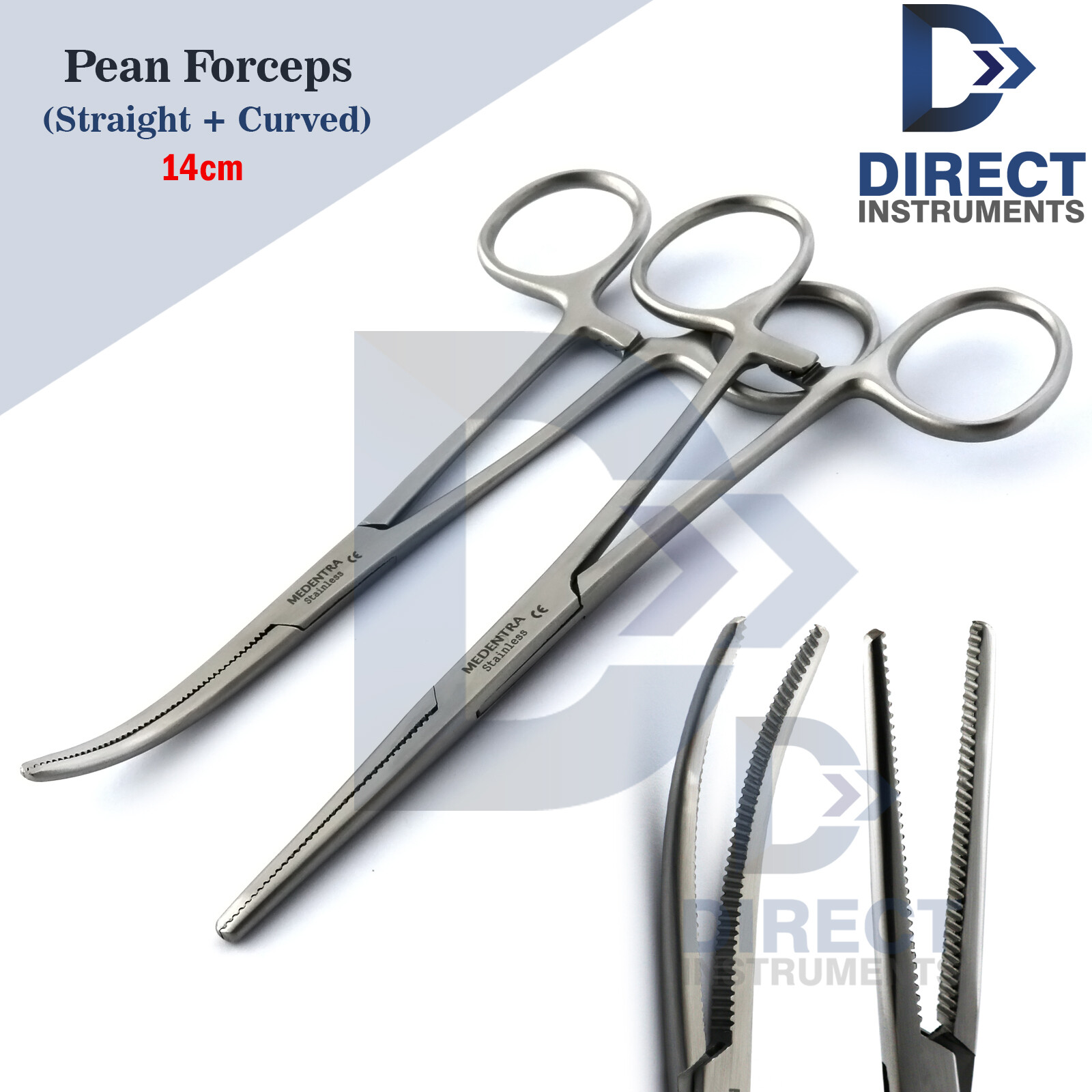Rochester Pean Hemostat Forceps Straight Curved 14cm Surgical Artery