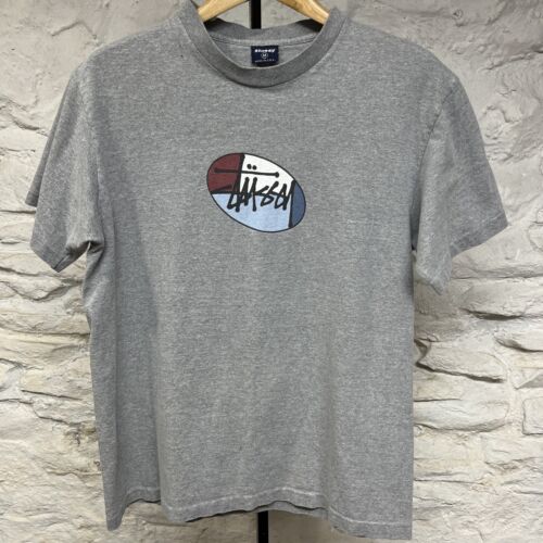 Vintage 90s Stussy T-Shirt Script Center Logo Gray Single Vintage 90s Stussy T-Shirt Script Center Logo Gray Single