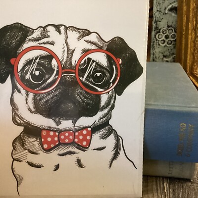 pug art print dog sunglasses 5x7 Cute Pug Bow tie Dog Pug Lovers Gift
