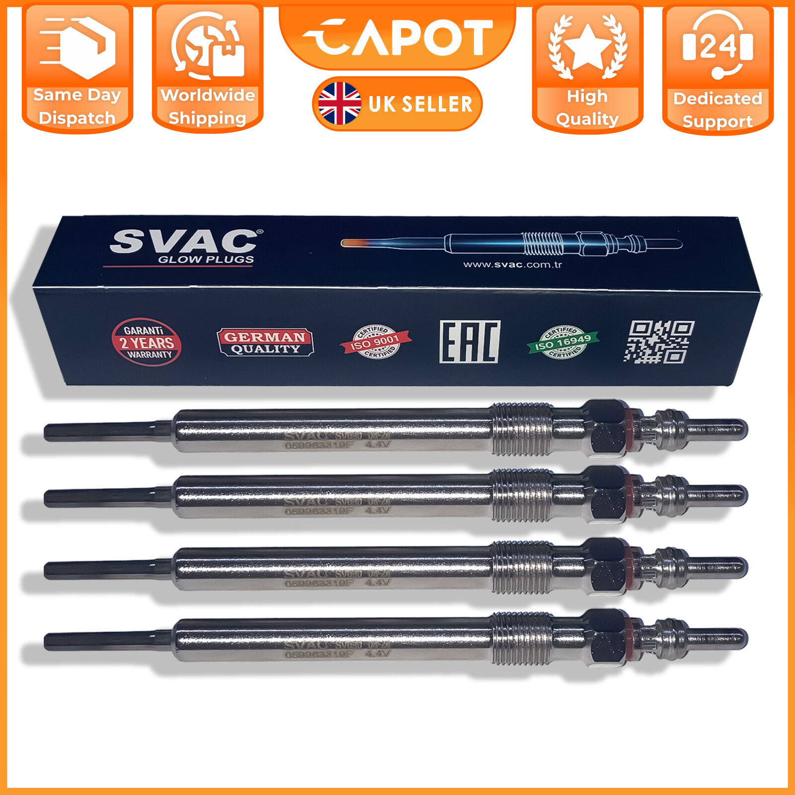 For Audi A3 A4 A6 A1 A5 Q3 Q5 TT 1.6 2.0 TDI 4.4V 4X Heater Glow Plugs 03L963319
