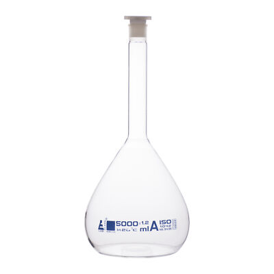Eisco Labs 5000ml Volumetric Flask  34/35 Stopper - Class A - Borosilicate Glass