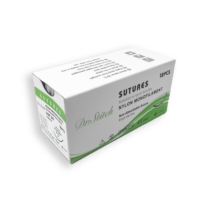 Nylon Monofilament Training Stitch Sutures , Pack of 12, Sterile Ready to Use