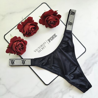 Victoria's Secret Very Sexy Smooth Shine Strap Thong Panty Black Size S/M/L