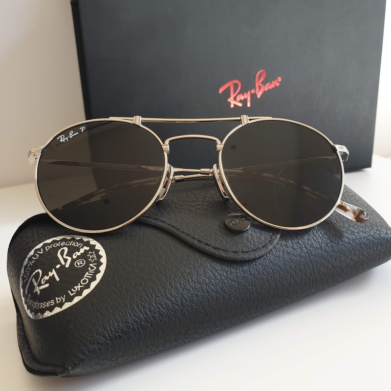 Silver Ray Ban Titanium Round Sunglasses Rb8147m 9165 50 21 Made In Japan Ebay
