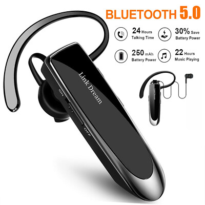 Link Dream BT5.0 Earpiece for Cellphone Hands-Free Bass Headset W/ HD Mic I5A0