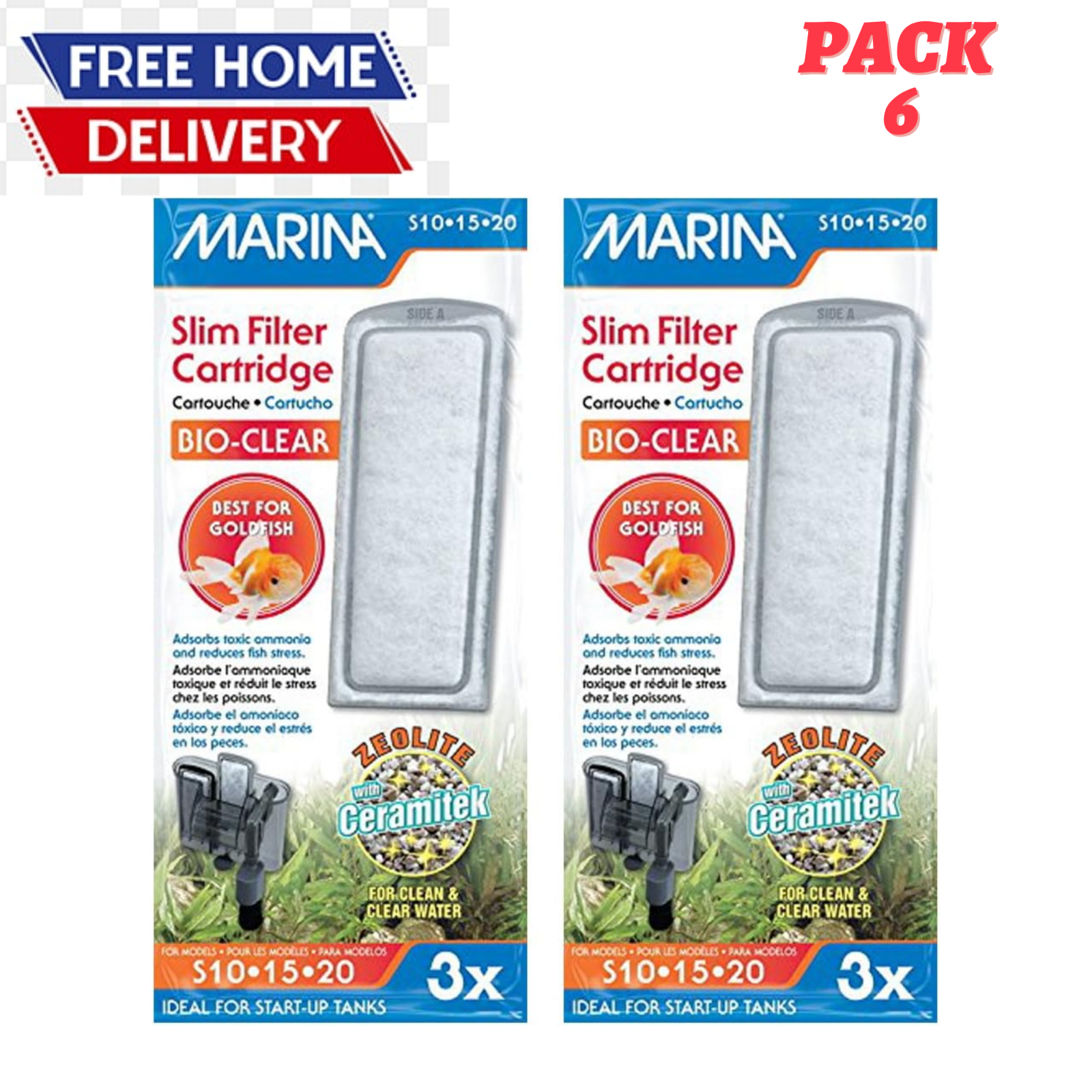6 Pack Marina Slim Filter Carbon Plus Ceramic Cartridge Redu