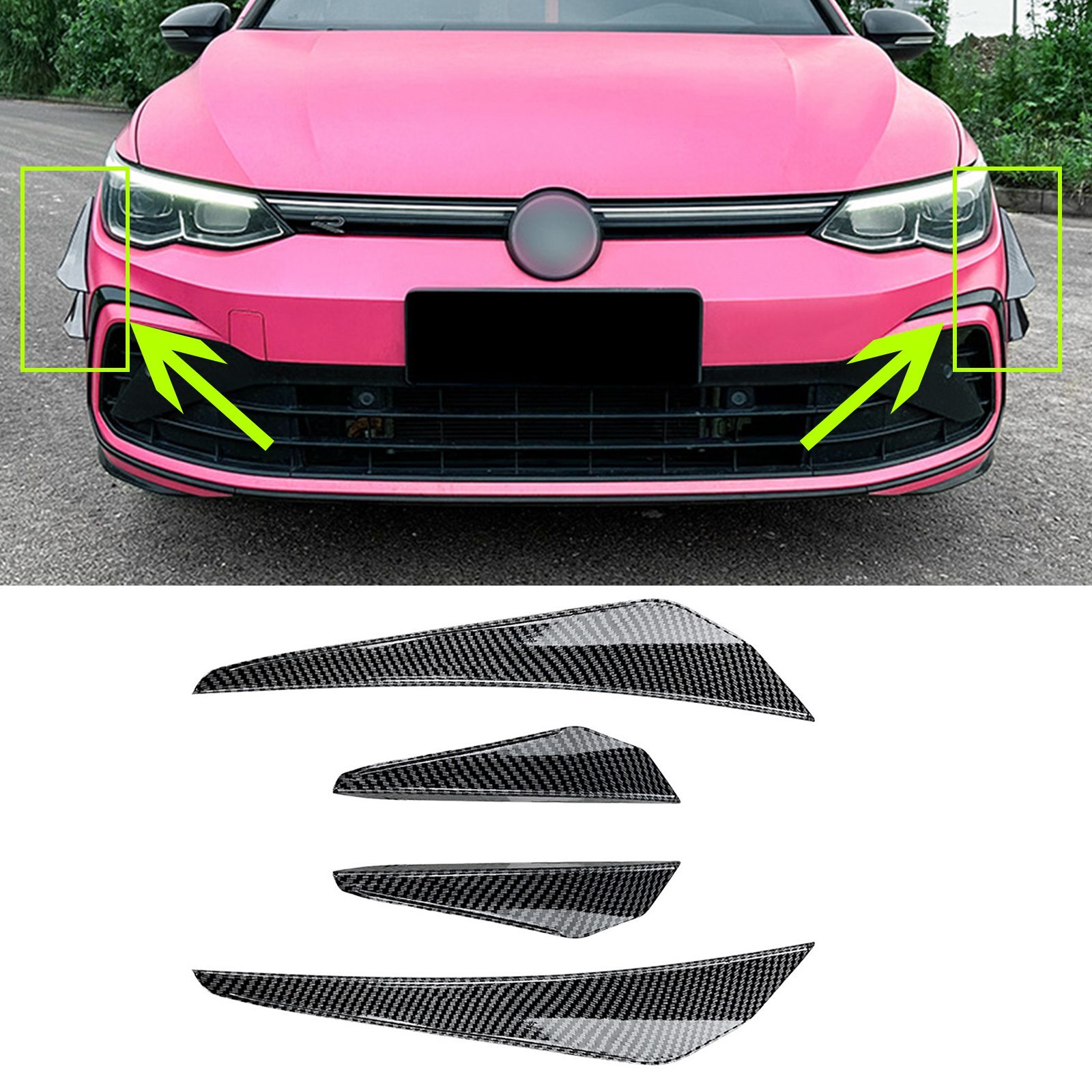 Front Bumper Side Spoiler Trim For VW Golf 8 MK8 Standard GTI