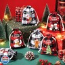 FLOE 36Pcs Burlap Christmas Drawstring Bags Buffalo Plaid Xmas Gift Bags Burlap Xmas Candy Small Christmas Linen Bag Goody Treat Sacks Reusable Gifts Wrapping Bag Holiday Party Favors