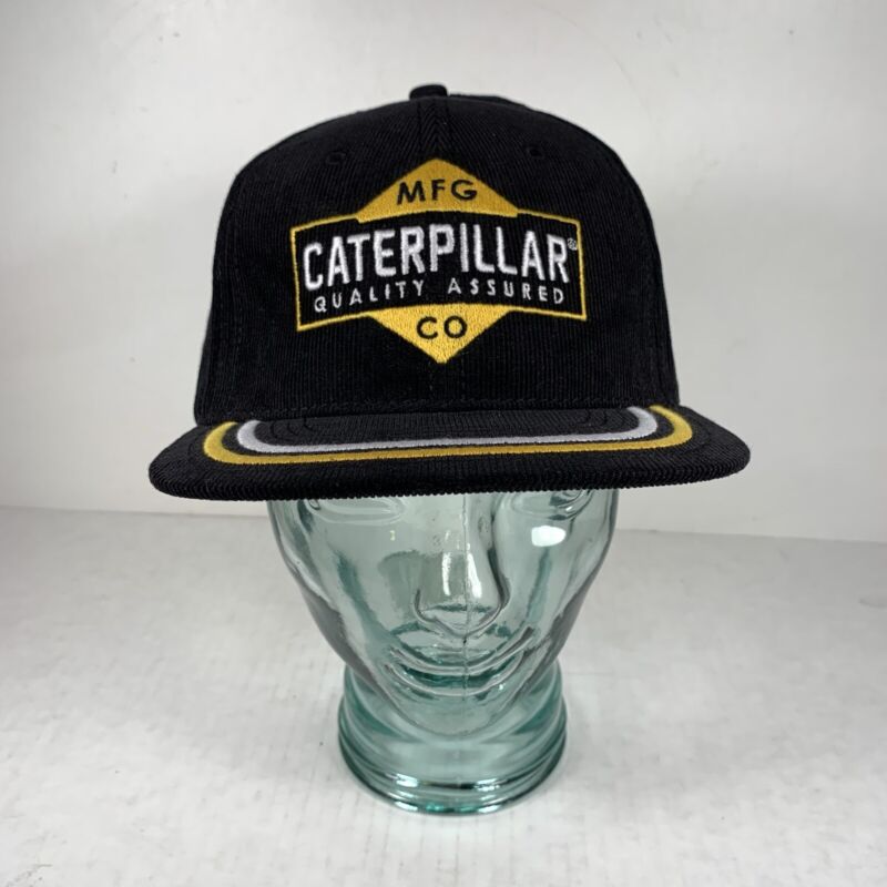 Caterpillar CAT Equipment Hat Machine Flat Bill Sample Black Snapback Corduroy
