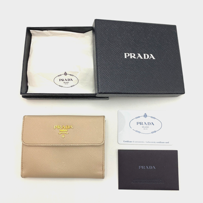 Prada compact wallet cheap
