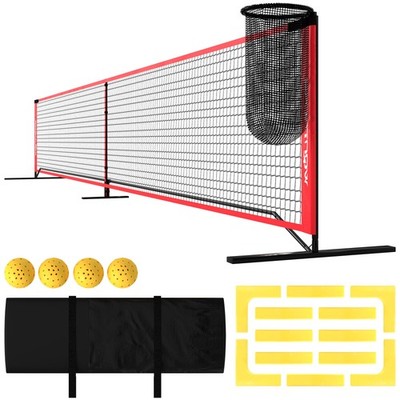 Pickleball-Netz tragbares Set 6,7 m Pickleball-System mit Ballsammler, Bälle