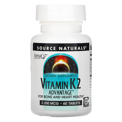 Source Naturals Витамин K2 Advantage 2 200 мкг 60 таблеток без ГМО, веганский