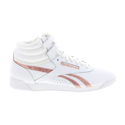 Reebok Freestyle F/S HI Womens White Leather Lifestyle Sneakers Shoes
