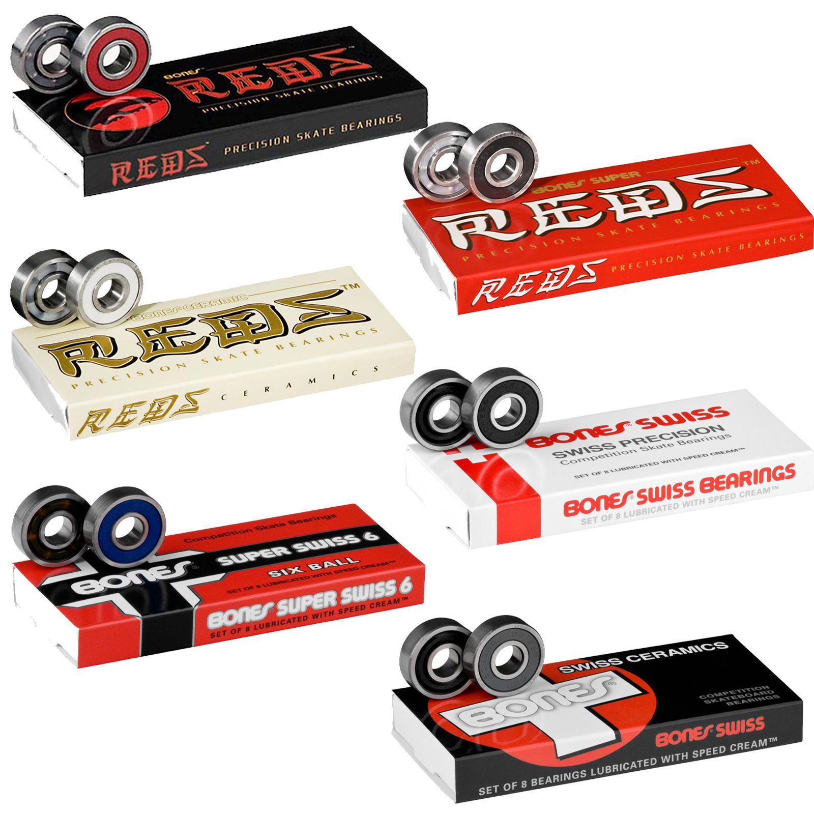 BONES BEARINGS Super Reds Swiss Ceramic, ect Skateboard BONES BEARINGS Super Reds Swiss Ceramic, ect Skateboard