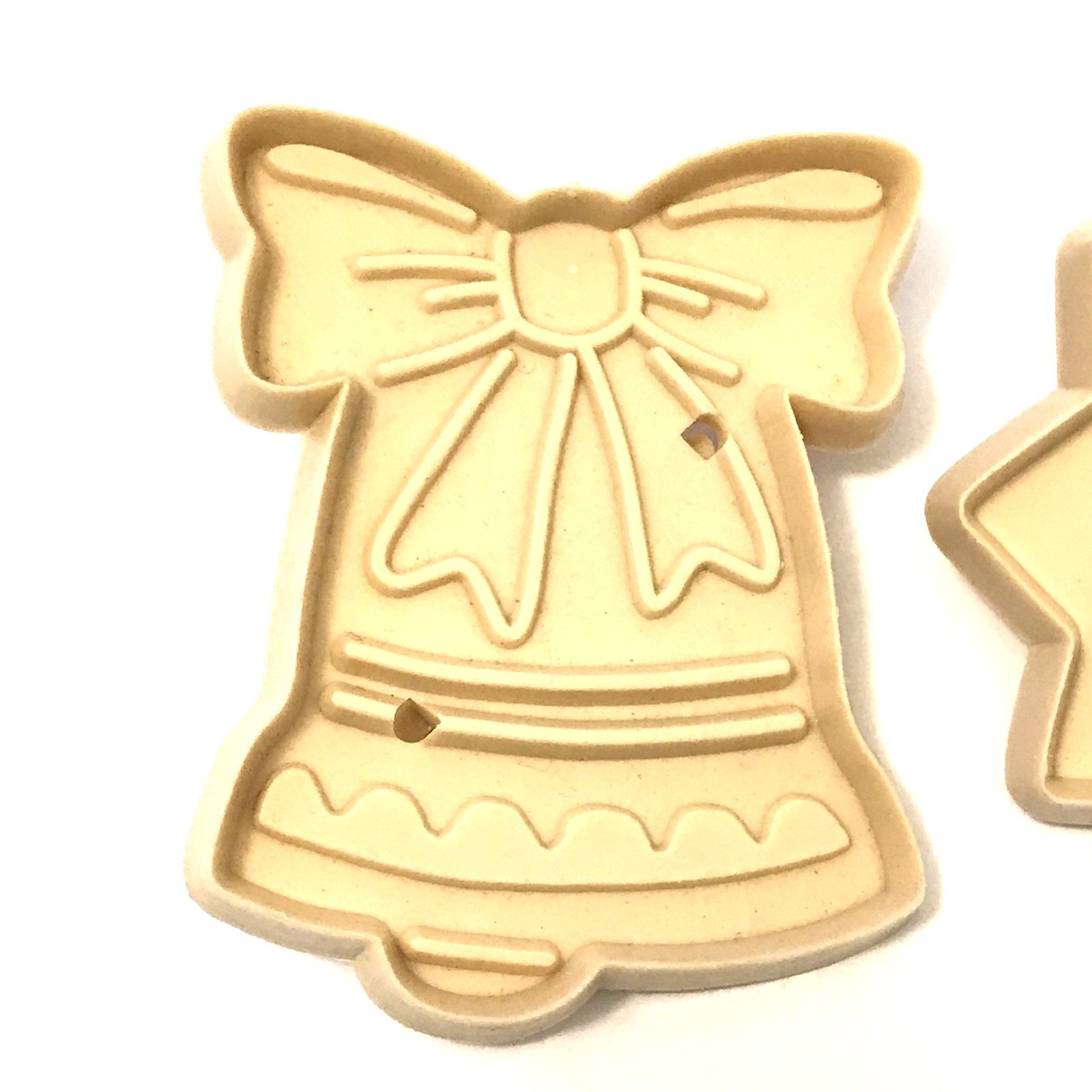Vintage Christmas Cookie Cutters Star Bell Plastic Made in USA Set of 2