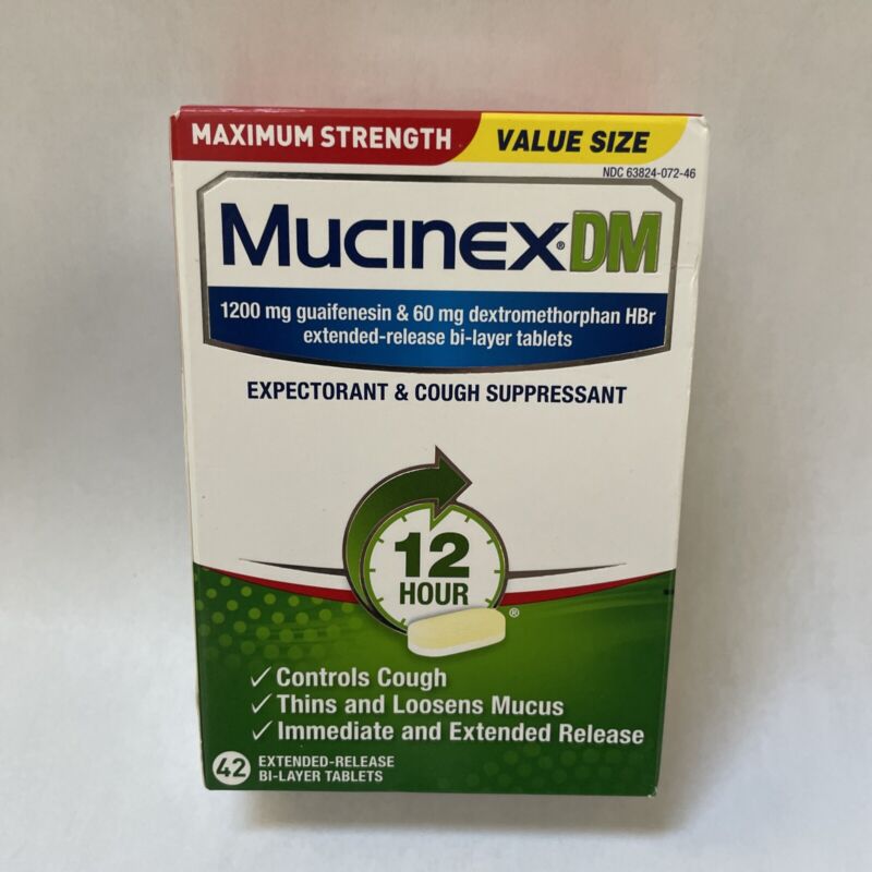 Mucinex DM Maximum Strength Cough Suppressant 42 Tablets  Exp 3/25 Free Shipping
