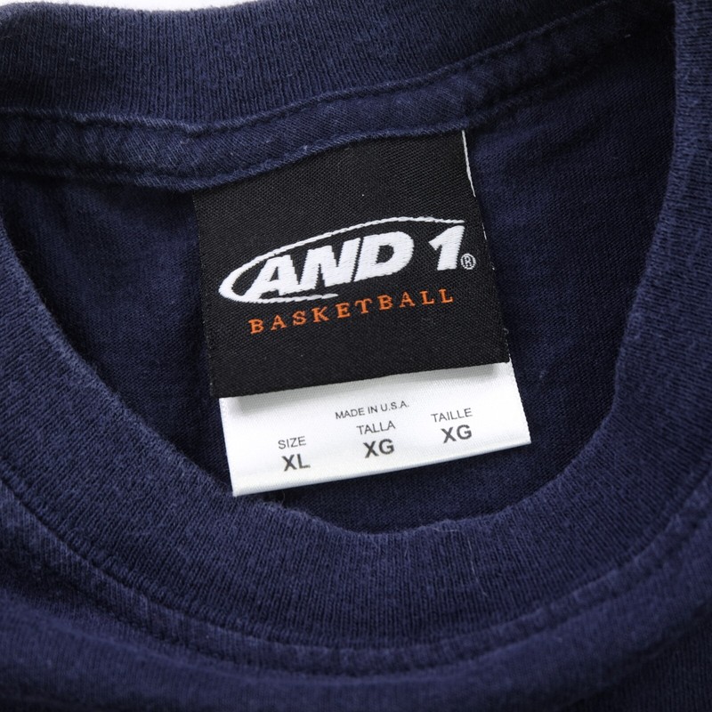 Rare Vintage AND1 Basketball Long Sleeve Graphic T Shirt 90s Navy 
